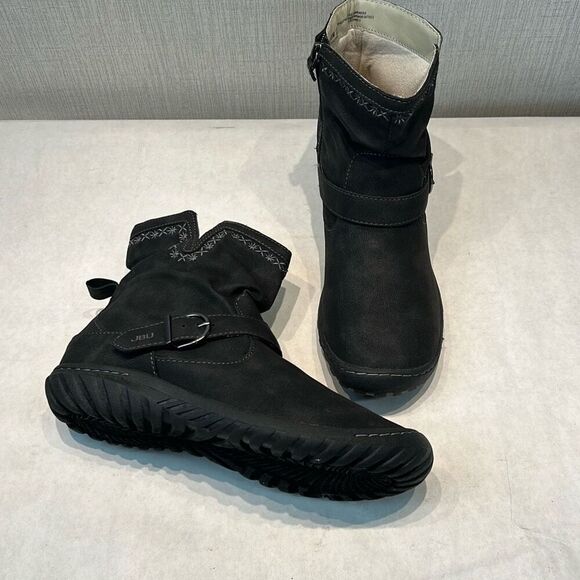 JBU Womens Dottie Water Resistant Boots Sz 9.5 Black Embroidered Zip - Picture 1 of 9